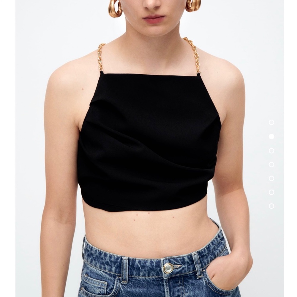 Zara black open back crop top